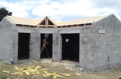 Charpente et volige de toiture vue avant Volige de toiture vue avant