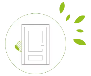 Pictogramme d'une porte fermée décorée